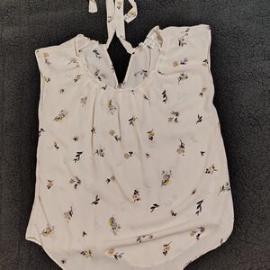 LC Lauren Conrad Floral Tie-Neck Blouse - Cream